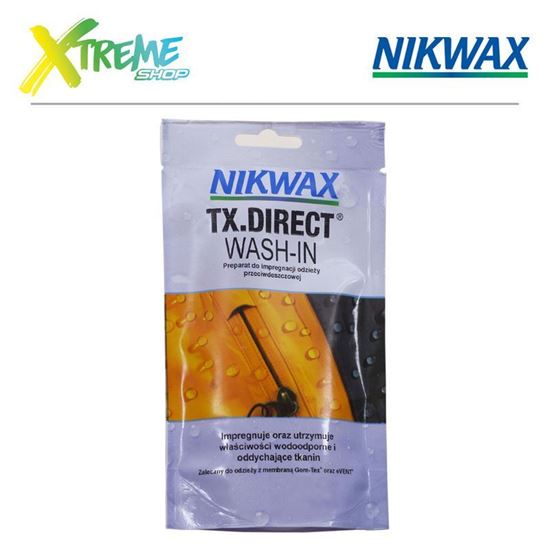 Obrazek Impregnat do odzieży przeciwdeszczowej Nikwax TX. DIRECT WASH-IN - 100ml (saszetka)
