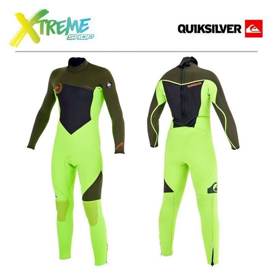 Pianka Quiksilver BOY'S SYNCRO 3/2 BACK ZIP FULL WETSUIT Fluorescent Lime/Ivy